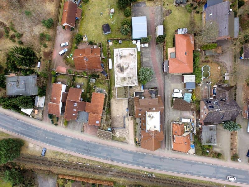 Boundary line survey view of adjacent residential lots being reviewed for combination into one parcel in Toledo, Ohio.